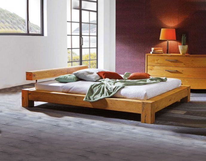 Bett Cobo; Naturholzbett Wildeiche|Naturholzbett Cobo aus massiver Wildeiche