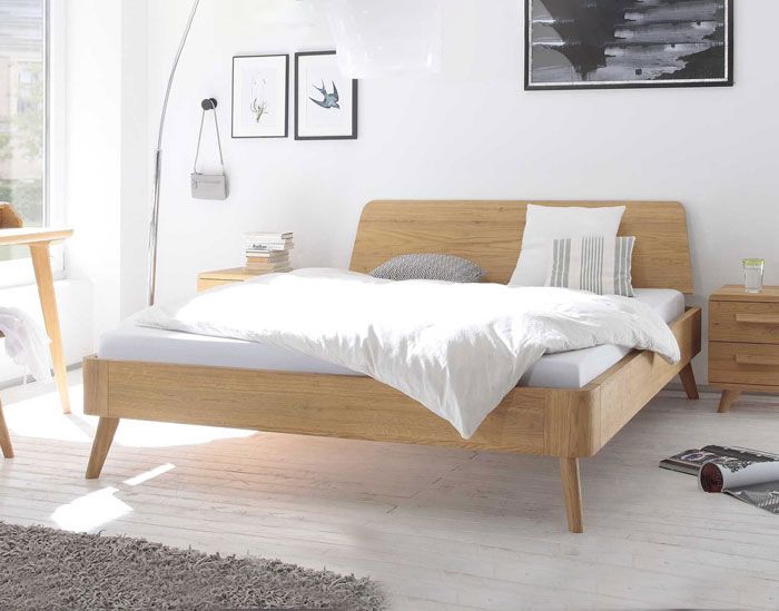 Bett Airo mit Kopfteilvariante 2 (gepolstert) - Stoffart: Light Grey. Matratze, Bettzeug und Lattenrost nicht im Lieferumfang enthalten.